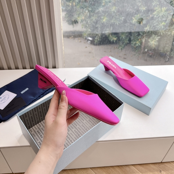 Prada French bun half mop square silk slippers - Picture 9 of 9